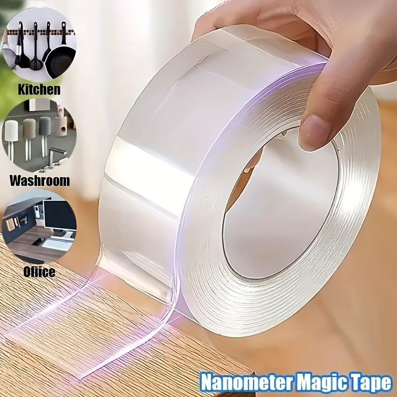 Roll of durable, strong and reusable double-sided tape